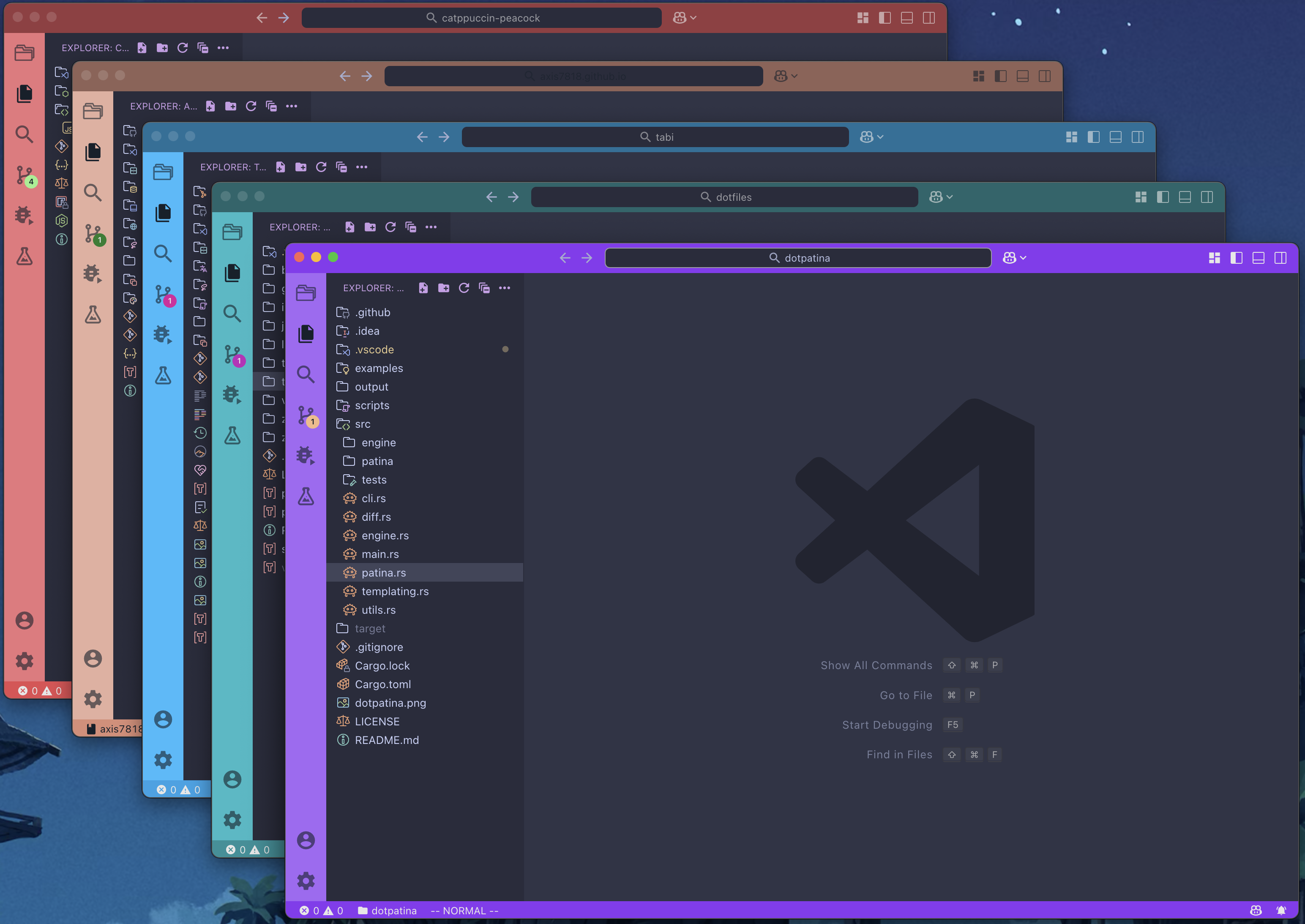 Screenshot of frappe colors
