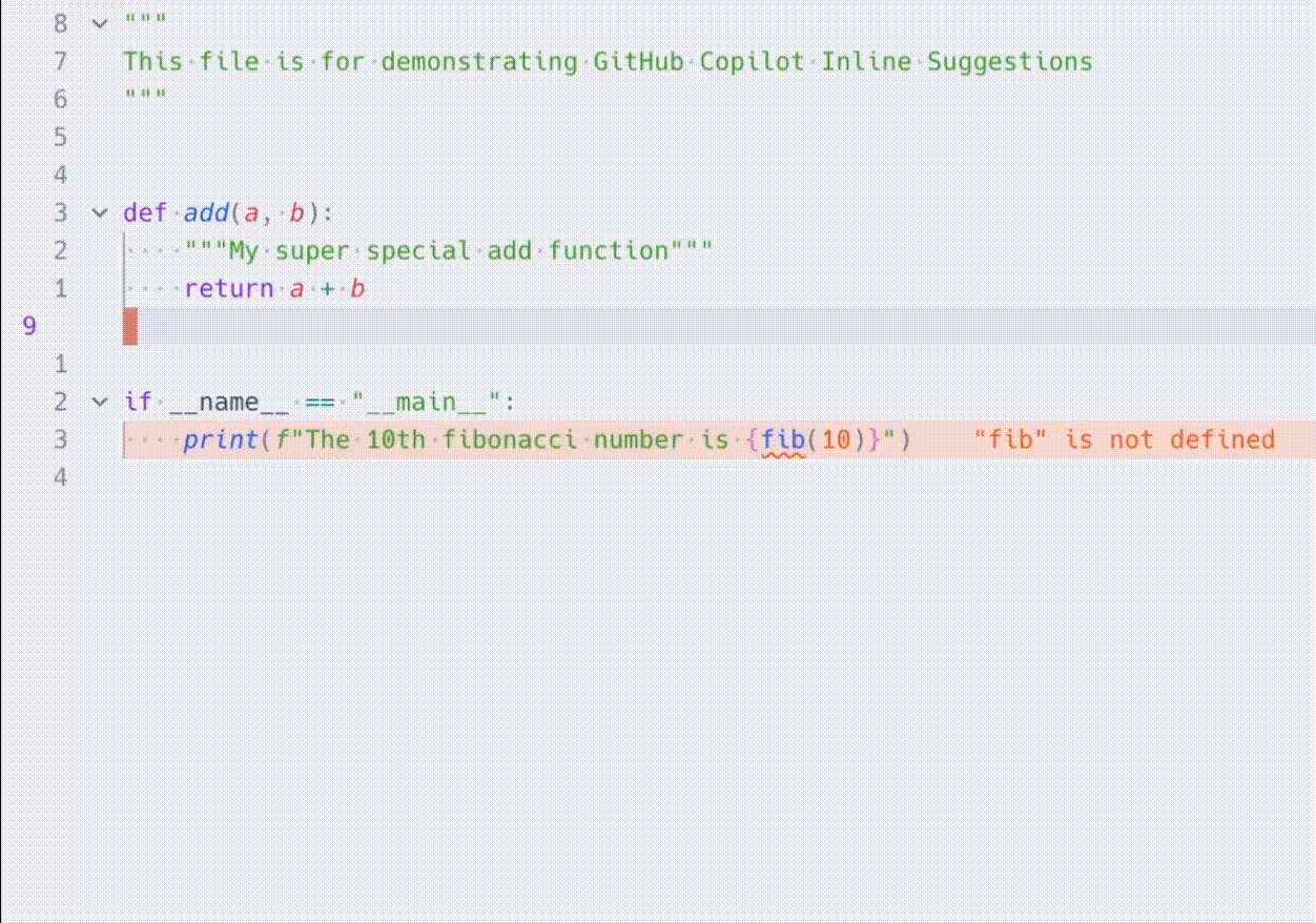 screen recording of using inline suggestions