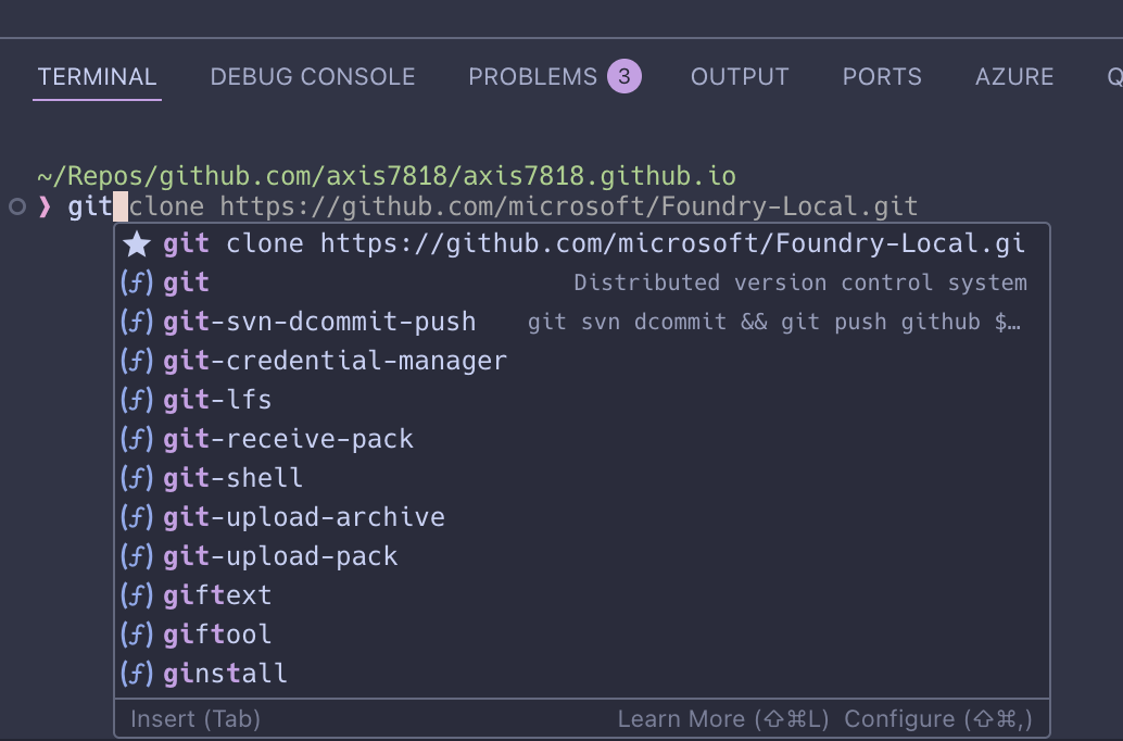 screenshot of inline suggestions